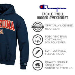 Arizona Wildcats Champion Adult Tackle Twill Hooded Sweatshirt - Navy