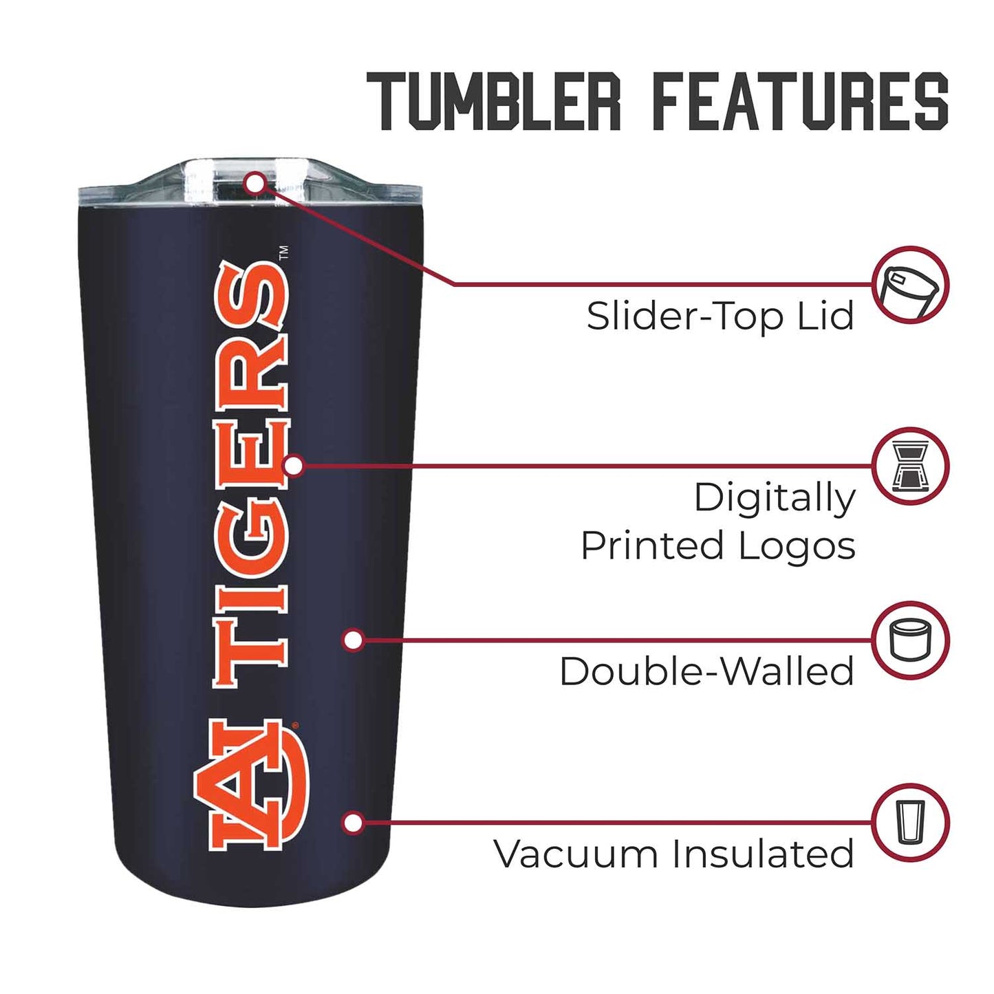 Auburn Tigers NCAA Stainless Steel Tumbler perfect for Gameday - Navy