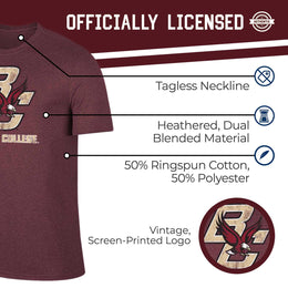 Boston College Eagles Adult MVP Heathered Cotton Blend T-Shirt - Maroon