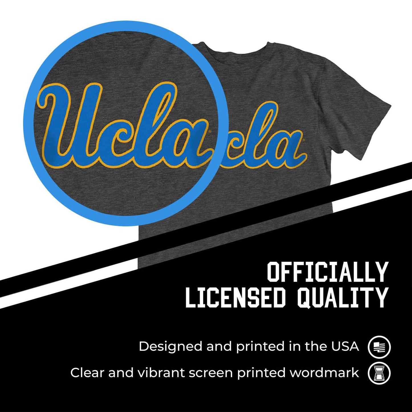 UCLA Bruins Campus Colors NCAA Adult Cotton Blend Charcoal Tagless T-Shirt - Charcoal