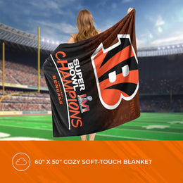 Cincinnati Bengals NFL 50 X 60 Silk Touch High Definition Championship Throw Blanket - Black