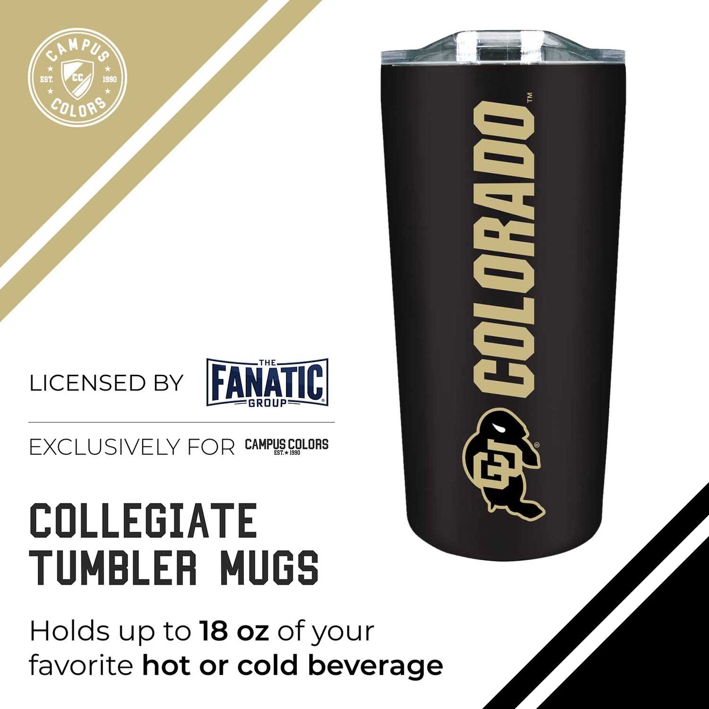 Colorado Buffaloes NCAA Stainless Steel Tumbler perfect for Gameday - Black