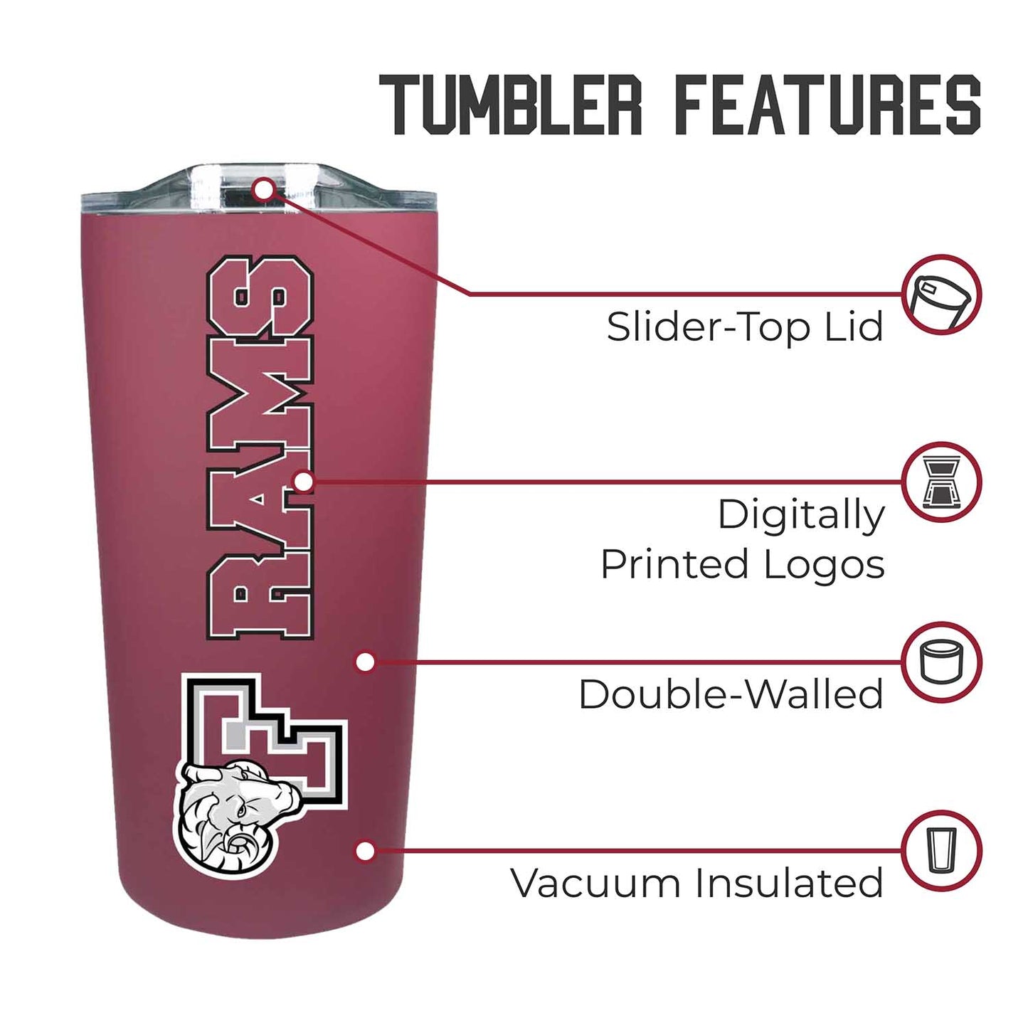 Fordham Rams NCAA Stainless Steel Tumbler perfect for Gameday - Maroon