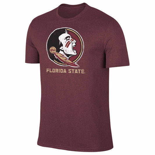 Florida State Seminoles Adult MVP Heathered Cotton Blend T-Shirt - Maroon