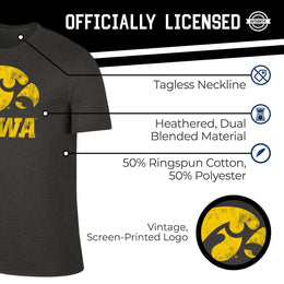 Iowa Hawkeyes Adult MVP Heathered Cotton Blend T-Shirt - Black