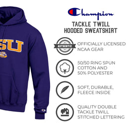 LSU Tigers Champion Adult Tackle Twill Hooded Sweatshirt - Purple