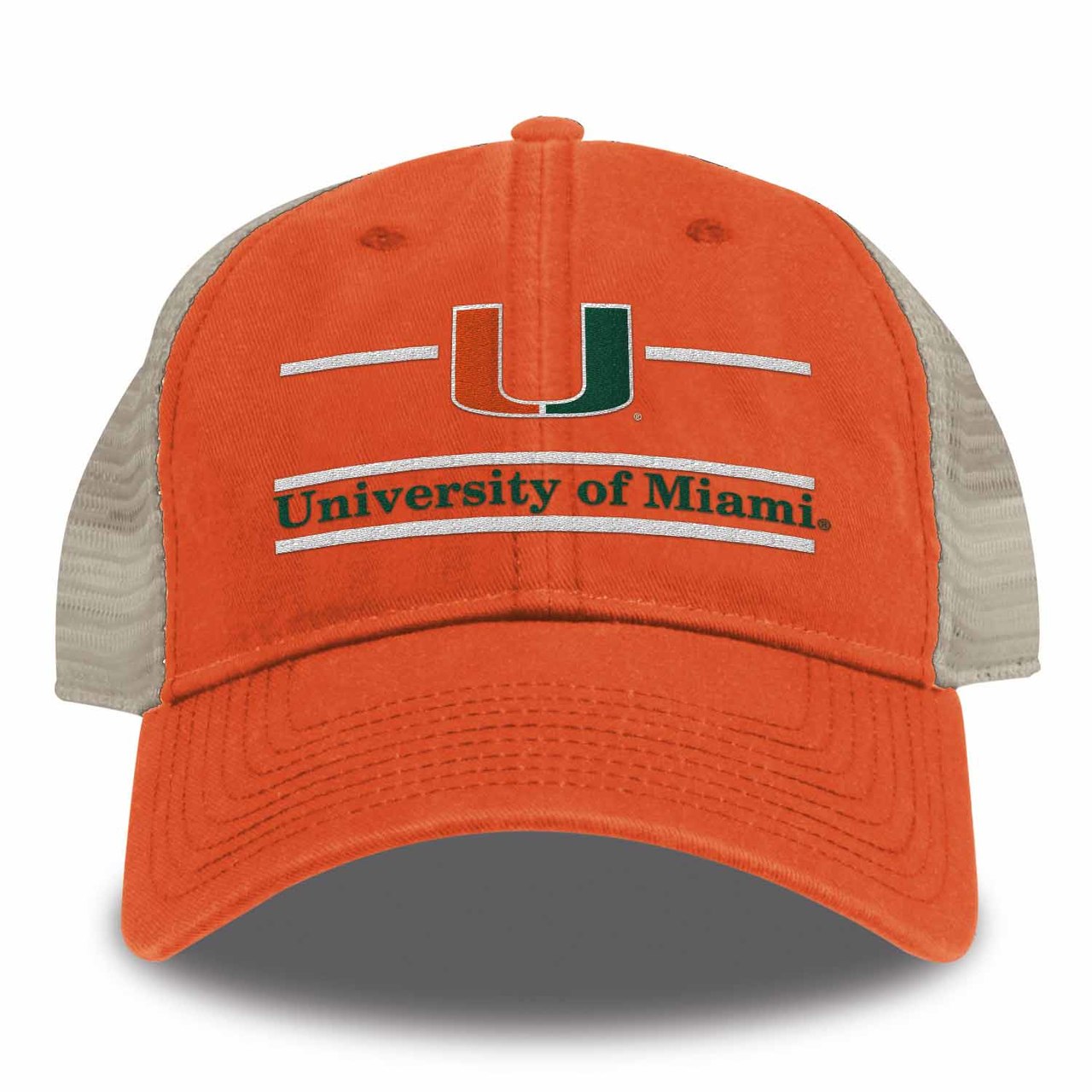 Miami Hurricanes  Adult Relaxed Khaki Meshback Snapback - Team Color