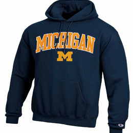 Michigan Wolverines Champion Adult Tackle Twill Hooded Sweatshirt - Navy