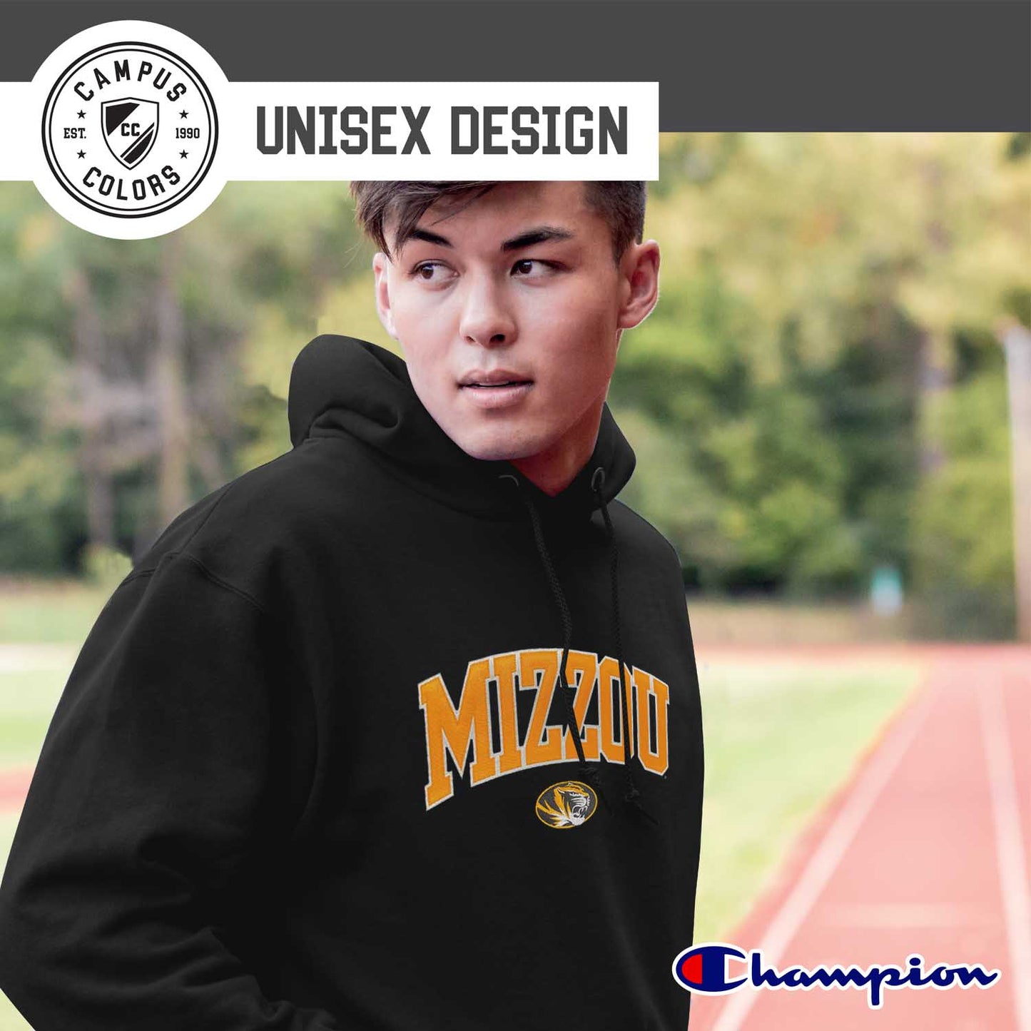 Missouri Tigers Champion Adult Tackle Twill Hooded Sweatshirt - Black