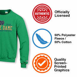 Notre Dame Fighting Irish  Adult Powerblend Fleece Crewneck - Green