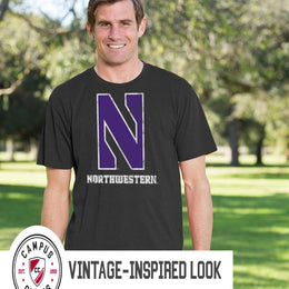 Northwestern Wildcats Adult MVP Heathered Cotton Blend T-Shirt - Black