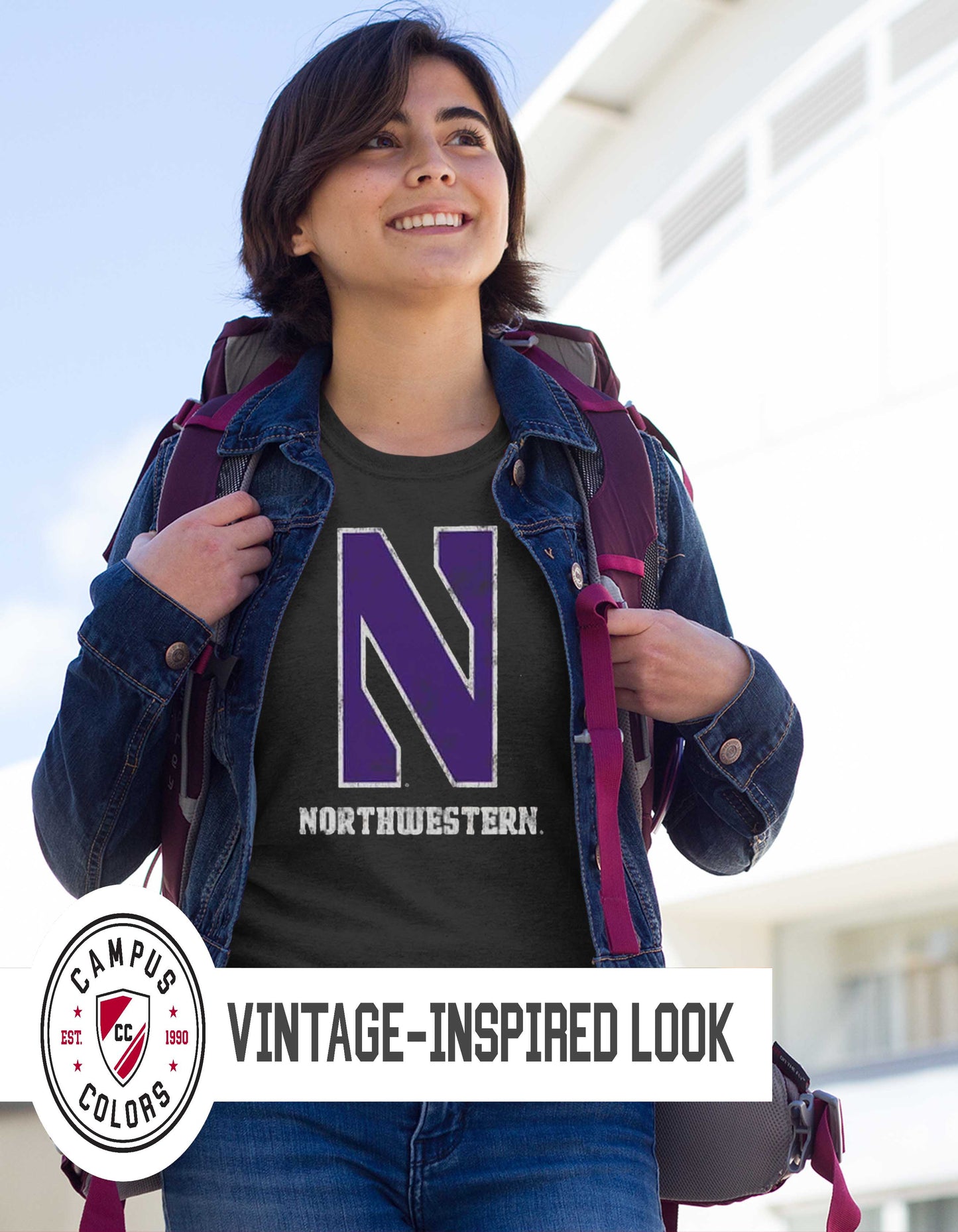 Northwestern Wildcats Adult MVP Heathered Cotton Blend T-Shirt - Black