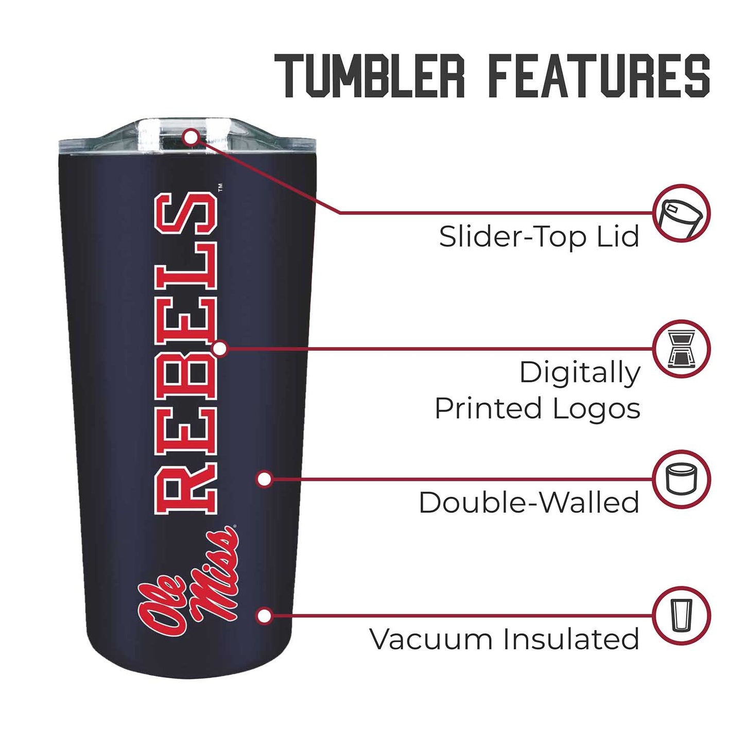 Ole Miss Rebels NCAA Stainless Steel Tumbler perfect for Gameday - Navy