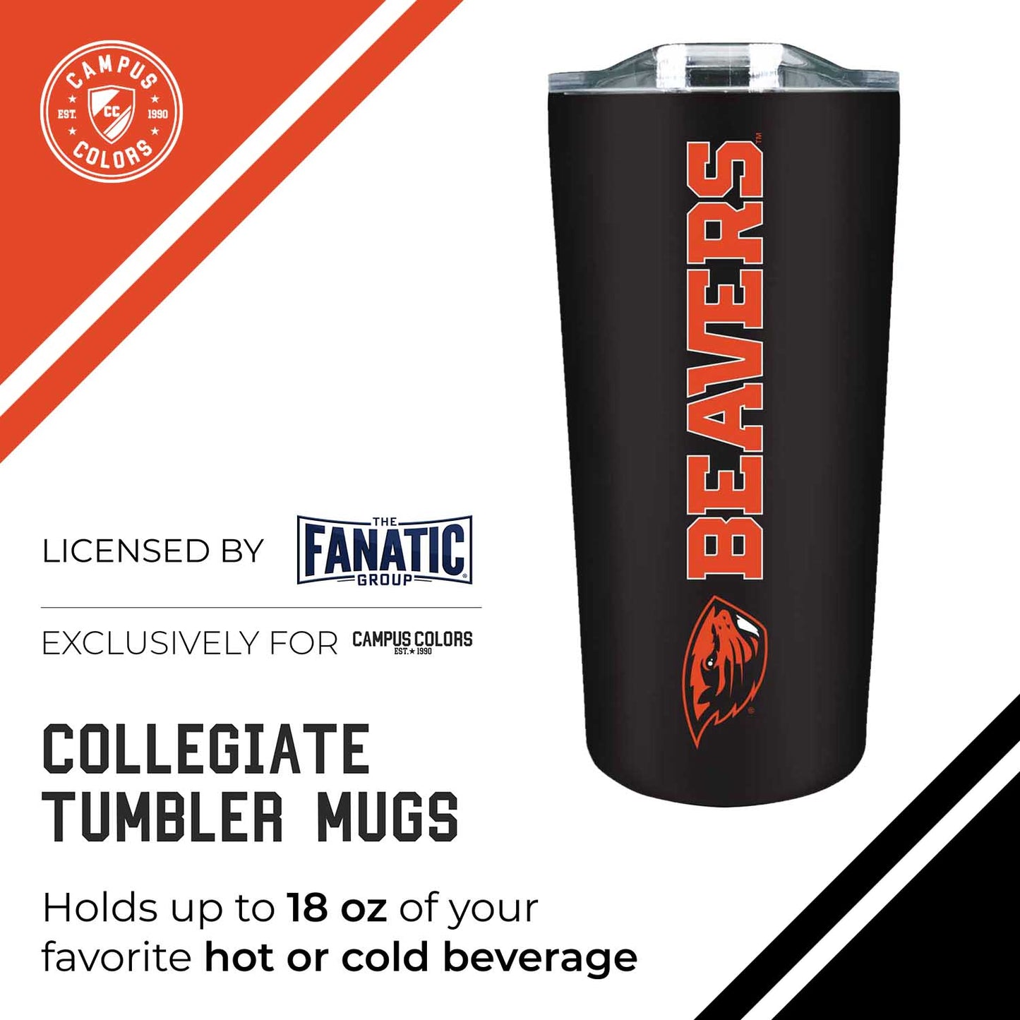 Oregon State Beavers NCAA Stainless Steel Tumbler perfect for Gameday - Black