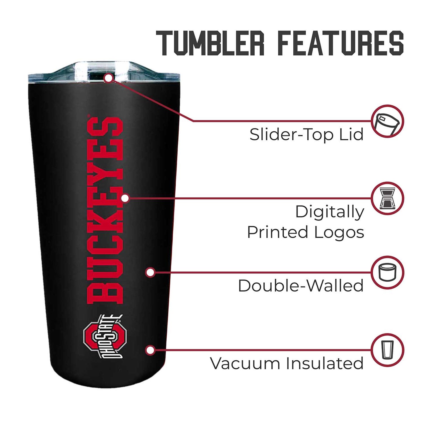 Ohio State Buckeyes NCAA Stainless Steel Tumbler perfect for Gameday - Black