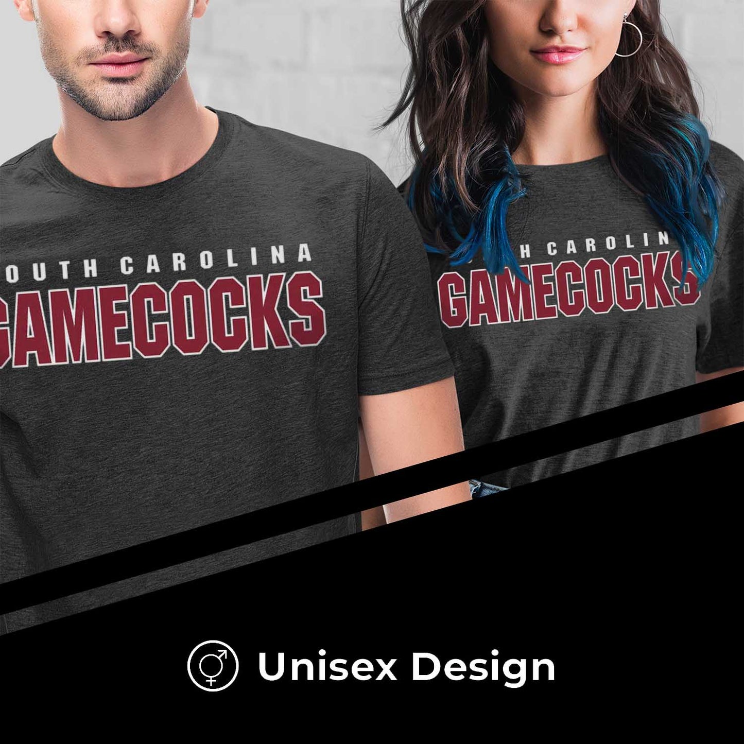 South Carolina Gamecocks Campus Colors NCAA Adult Cotton Blend Charcoal Tagless T-Shirt - Charcoal