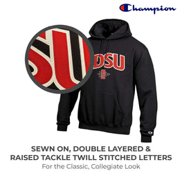 San Diego State Aztecs Champion Adult Tackle Twill Hooded Sweatshirt - Black