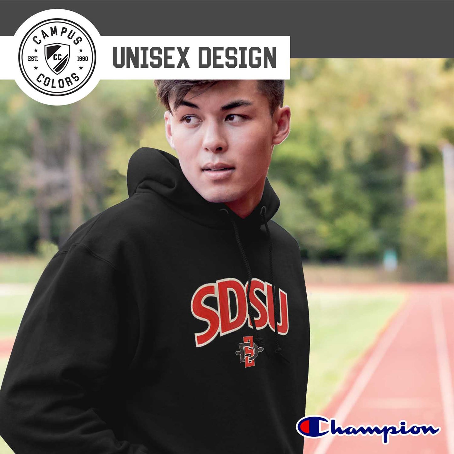 San Diego State Aztecs Champion Adult Tackle Twill Hooded Sweatshirt - Black