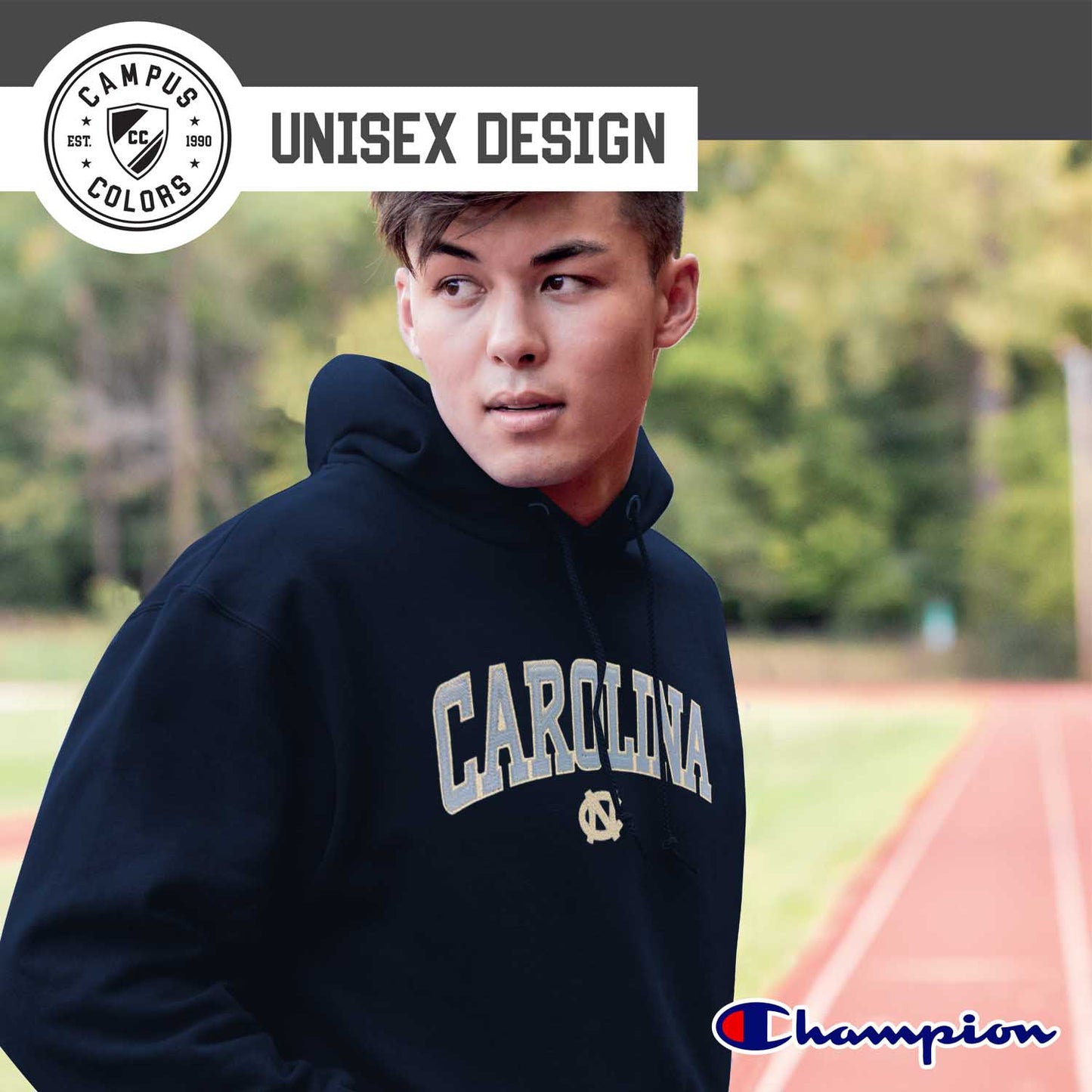 North Carolina Tar Heels Champion Adult Tackle Twill Hooded Sweatshirt - Navy