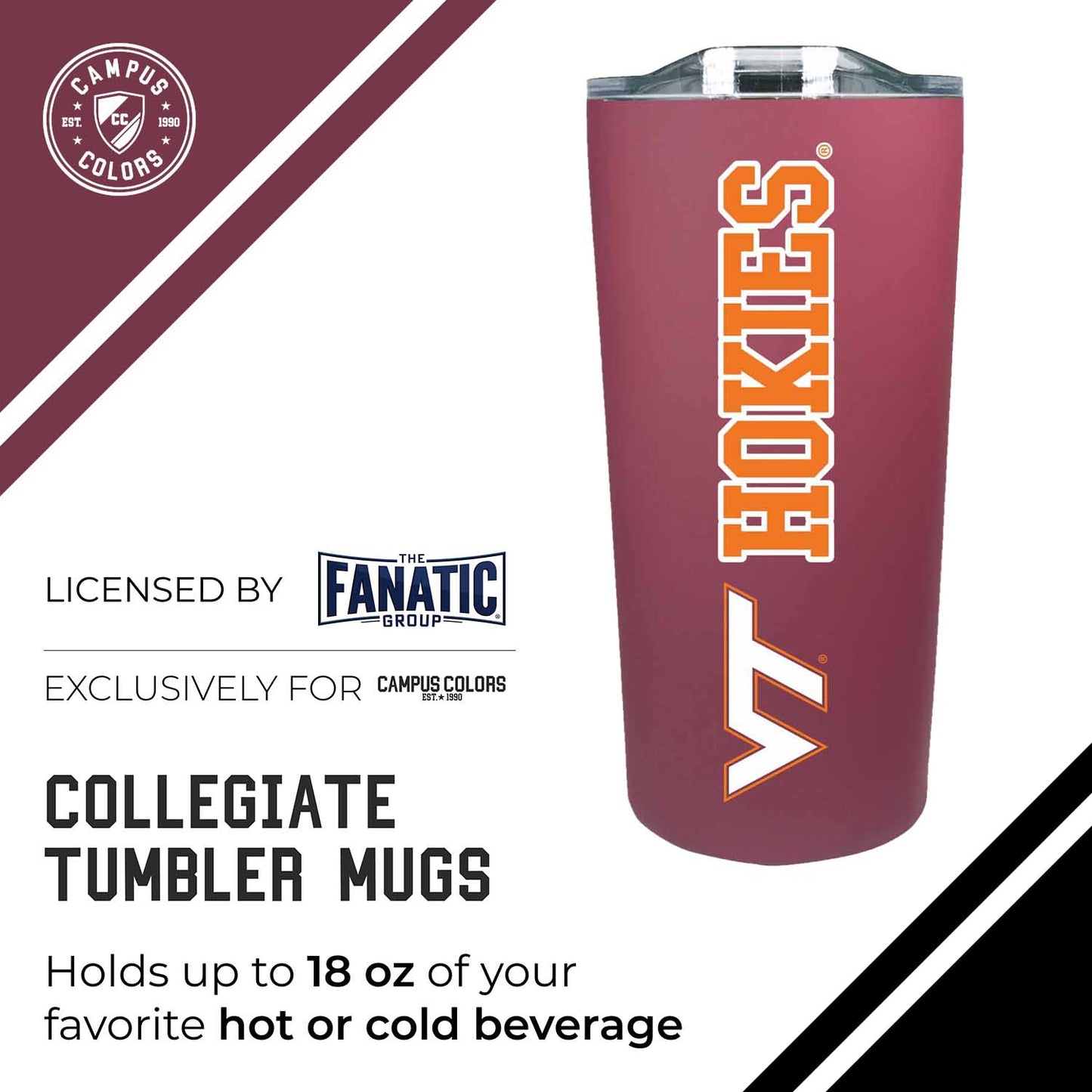 Virginia Tech Hokies NCAA Stainless Steel Tumbler perfect for Gameday - Maroon