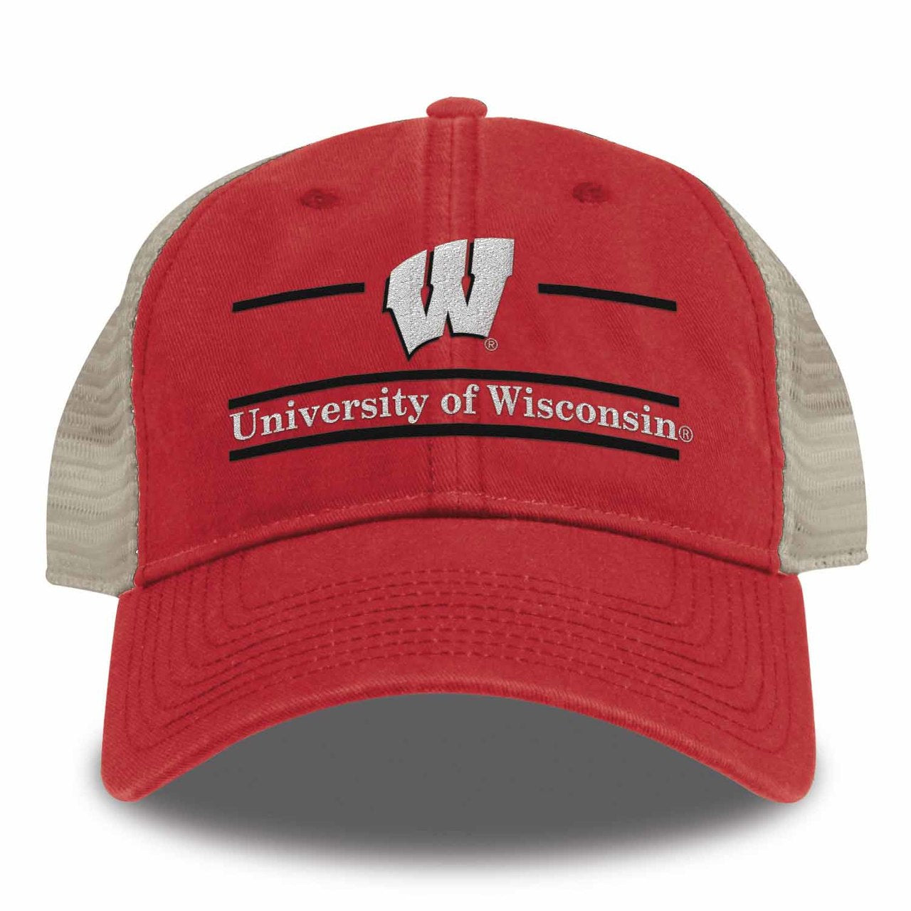 Wisconsin Badgers  Adult Relaxed Khaki Meshback Snapback - Team Color